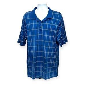 Jos.A.Bank Men’s Short Sleeve Blue Checked Polo Shirt Size XXL
